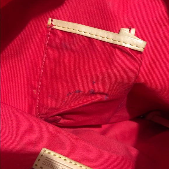 Dooney & Bourke Picnic Ant Colorful Spring Plaid Fabric Leather Satchel Purse - Picture 8 of 9